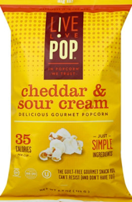 Live Love Pop  4.4 oz Cheddar Sour Cream Popcorn, Pack of 12 - Image 1