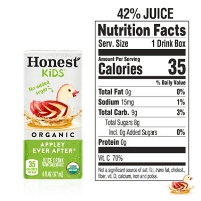 Honest Kids Organic Juice Drink - Appley Ever After - 5 Packs Total (48 Fl oz Per Pack) - Image 3