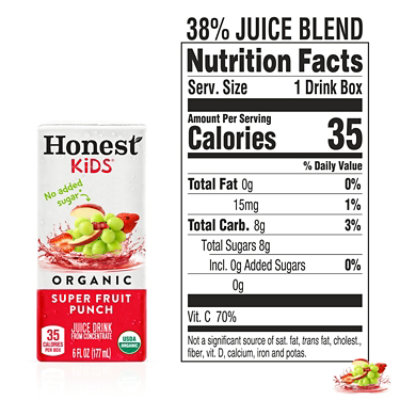 Honest Kids Organic Juice Drink - Super Fruit Puch - 5 Packs Total (48 Fl oz Per Pack) - Image 3