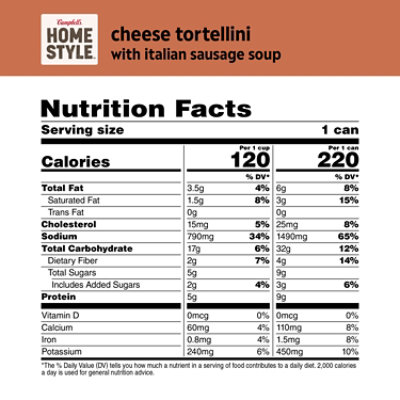 Campbell's Homestyle Soup, Cheese Tortellini With Italian Sausage - 16.3 OZ - Image 3