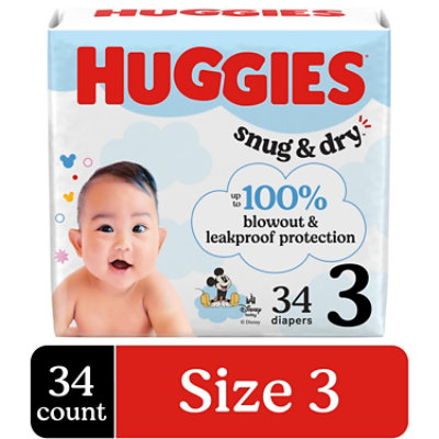 Huggies Snug & Dry Baby Diapers, Size 3 (16-28 lbs) - 34 Count - Image 1