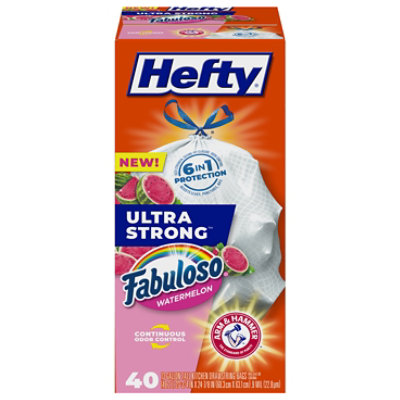 Hefty Ultra Strong Ds Tall Kitchen Bags Wastebags 13 Gallon White Fabuloso Watermelon 40 Ct - 40 CT - Image 2