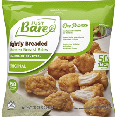 Just Bare Lightly Breaded Chicken Breast Bites 36 Oz - 36 OZ - Image 1