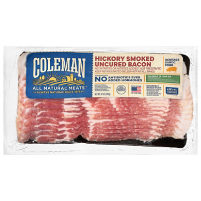 Coleman Hickory Smoked Uncured Bacon 12 Oz - 12 OZ - Image 2