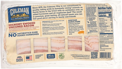 Coleman Hickory Smoked Uncured Bacon 12 Oz - 12 OZ - Image 5