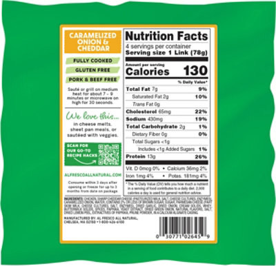 Alfresco Caramelized Onion & Cheddar Chicken Sausage 11 Oz - 11 OZ - Image 5