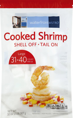 Waterfront Bistro Shrimp Cooked 31-40 Count Tail-on - LB - Image 1