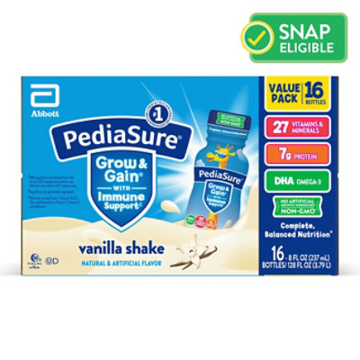 Pediasure Vanilla 16ct Case/8 Fl Oz Bottles - 8 FZ - Image 1