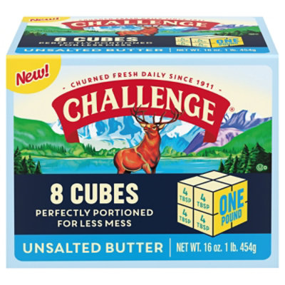 Challenge Unsalted Butter Cubes, 8-2 Oz, 16 Oz Cubes - 16 OZ - Image 1