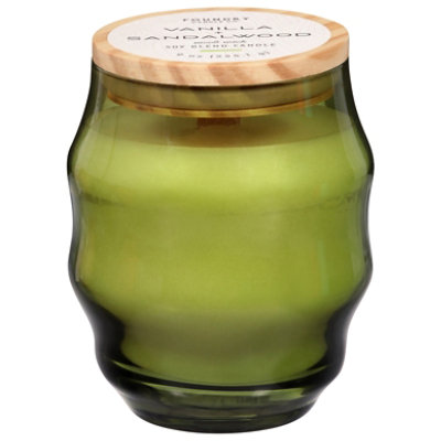 Oz Green Curvy Tinted Glass With Flat Wood Lid Vanilla Sandalwood - 9 OZ - Image 2