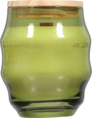 Oz Green Curvy Tinted Glass With Flat Wood Lid Vanilla Sandalwood - 9 OZ - Image 3