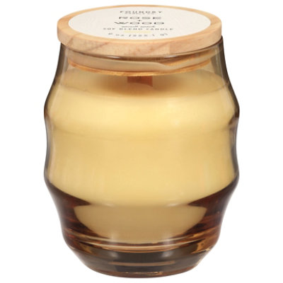 9 Oz White Curvy Tinted Glass With Flat Wood Lid Rose  Wood - 9 OZ - Image 1