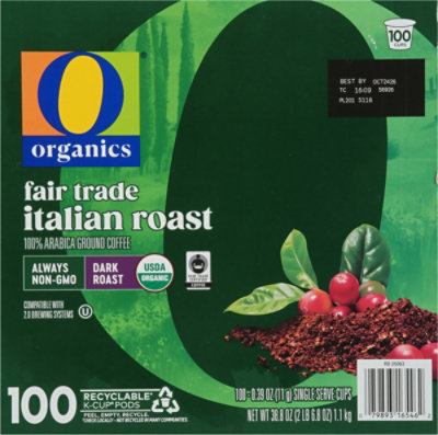 O Organic Italian Roast Coffee Pods 100 Ct - 100 CT - Image 4
