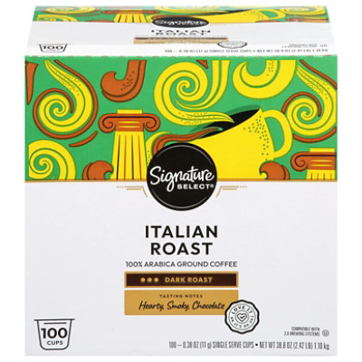 Signature Select Italian Roast Coffee Pods - 100 Count - Image 1