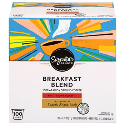 Signature Select Breakfast Blend Coffee Pods - 100 Count