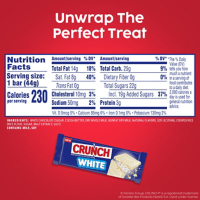 CRUNCH White Chocolate Bar Candy with Crisped Rice On The Go Candy - 1.55 Oz - Image 4
