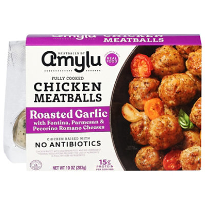 Amylu Chicken Meatballs Roasted Garlic 10 Oz - 10 OZ - Image 1
