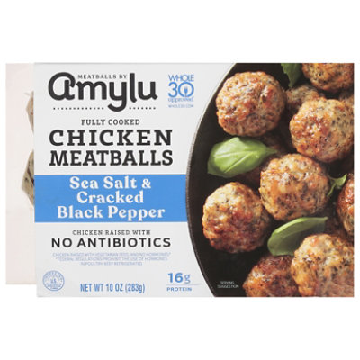 Amylu Sea Salt Cracked Black Pepper Chicken Meatballs 10 Oz - 10 OZ - Image 1