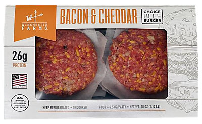 Winchester Farms Beef Patties With Bacon & Cheddar Cheese 18 Oz - 18 OZ - Image 1