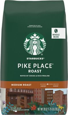 Starbucks Pike Place Roast Whole Bean Coffee 28oz Bag - 28 OZ - Image 2