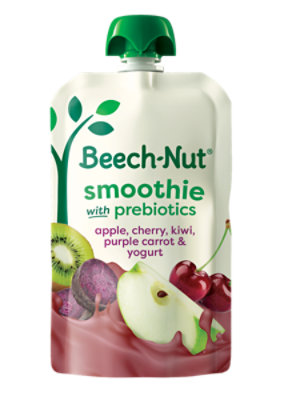Beech-nut Smoothie Prebiotics Stage 4 Apple Cherry Puprle Carrot & Yogurt Toddler Food Pouch - 3.5 OZ - Image 1