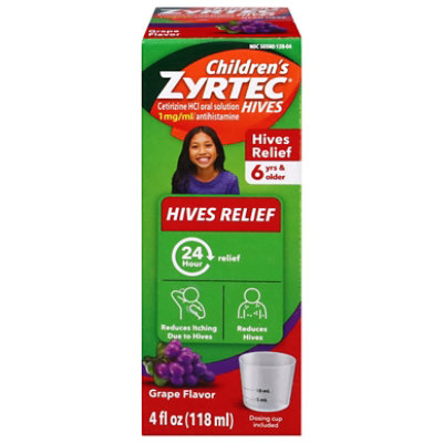 Children's Zyrtec Hives Relief Grape 4fz Age 6plus - 4 FZ - Image 1