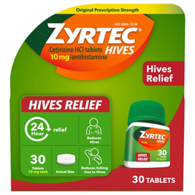 Zyrtec 10mg Hives Relief Tablets 30ct - 30 CT - Image 1