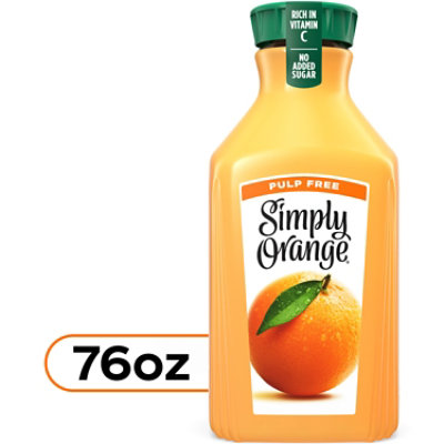 Simply Orange Pulp Free Juice Bottle, 76 Fl Oz - 76 FZ - Image 1
