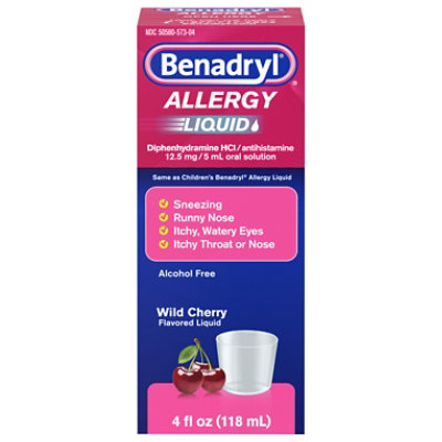 Benadryl 12.5mg Allergy Liquid Wild Cherry 4fz - 4 FZ - Image 2