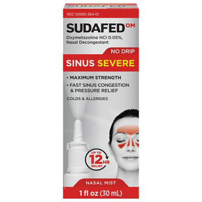 Sudafed Om Sinus Severe No Drip Nasal Spray 1fz - 1 FZ - Image 1