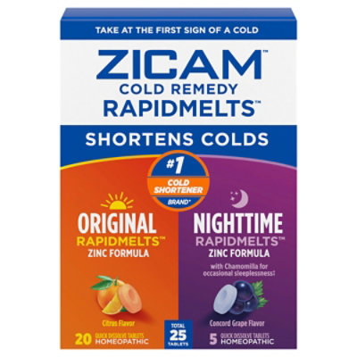 Zicam Cold Remedy Rapid Melts Original Plus Pm Ctrus Grape 25ct Clm - 25 CT - Image 1