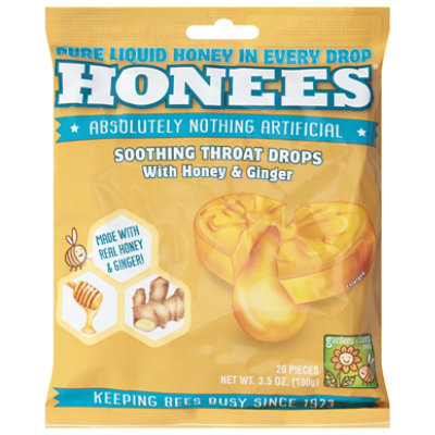 Honees Honey Ginger Drops Bag 3.5 Oz - 20 CT - Image 1