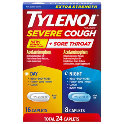 Tylenol Extra Strength Cold Plus Severe Cough Day Night Caplets 24ct - 24 CT - Image 2
