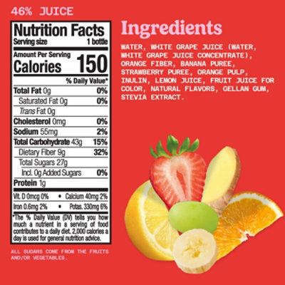 Naked Strawberry Lemon Ginger Fiber Smoothie Bottle - 15.2 Fl. Oz. - Image 8