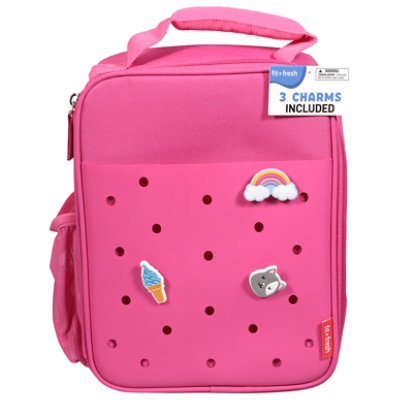 Fit + Fresh Pink Lunch Bag With Charms - Each - Image 2