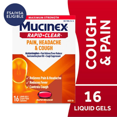 Mucinex Rapid Clear Pain Headache & Congestion Liquid Gels - 16 Count - Image 1
