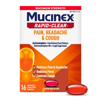 Mucinex Rapid Clear Pain Headache & Congestion Liquid Gels - 16 Count - Image 2