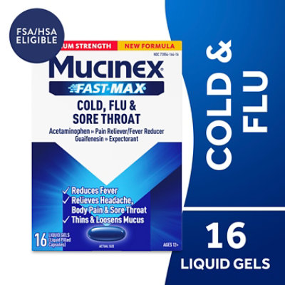 Mucinex Fast-Max Cold Flu & Sore Throat Liquid Gels - 16 CT - Image 1