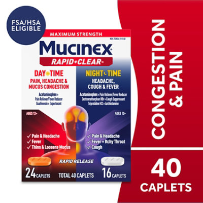 Mucinex Rapid Clear Headache Mucus Congestion Caplets - 40 Count - Image 1