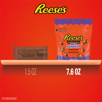 REESE'S Unwrapped Milk Chocolate Peanut Butter Creme Mini Pumpkins Halloween Candy Bag - 7.6 Oz - Image 5