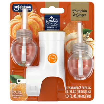 Glade Plugins Scented Oil Refills & Warmer, Pumpkin & Ginger - 1 Warmer & 2-.67 Fl. Oz. Refills - 2-.67 FZ - Image 2
