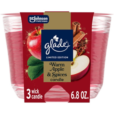 Glade 3 Wick Candle, Limited Edition Warm Apple & Spices - 6.8 Oz. - 6.8 OZ - Image 1