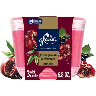 Glade 3 Wick Candle, Limited Edition Pomegranate & Currant - 6.8 Oz. - 6.8 OZ - Image 1