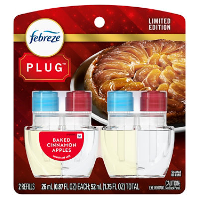 Febreze Plug Refills, Limited Edition Baked Cinnamon Apples - 2-.87 Fl. Oz. - 2-.87 FZ - Image 1