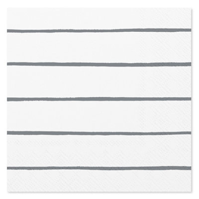 American Greetings Silver Stripes on White Beverage Napkins - 20 Count - Image 1