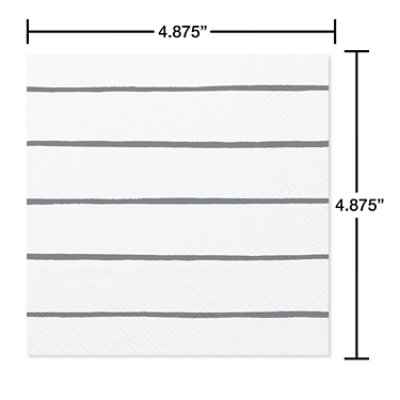 American Greetings Silver Stripes on White Beverage Napkins - 20 Count - Image 2