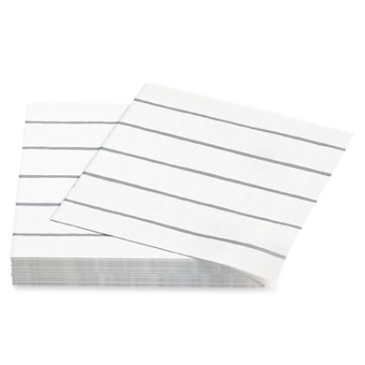 American Greetings Silver Stripes on White Beverage Napkins - 20 Count - Image 3