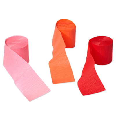 American Greetings Pink/Orange/Red 30' Crepe Paper - 3 Count - Image 1