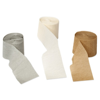 American Greetings Metallic White/Gold/Silver 30' Crepe Paper - 3 Count - Image 1