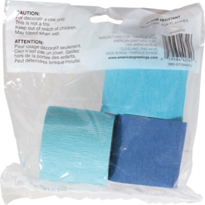 American Greetings Assorted Blue 30' Crepe Paper - 3 Count - Image 4